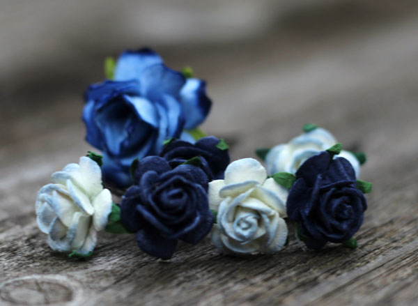 Navy and Dusty Blue Flower Hair Pins